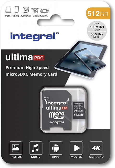 Integral Premium High Speed microSDXC V30 UHS-I U3 512Gb