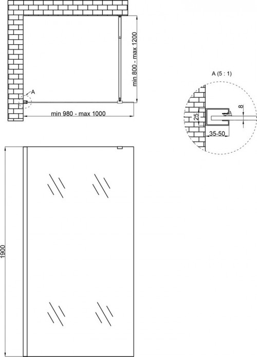 Q-tap Walk-In Standard 100x190 CRM201.C8