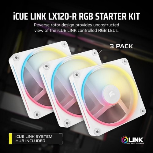 Corsair iCUE LINK LX120-R RGB PWM Reverse White Starter Kit