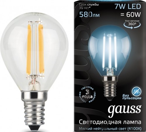 Gauss LED G45 7W 4100K E14 105801207