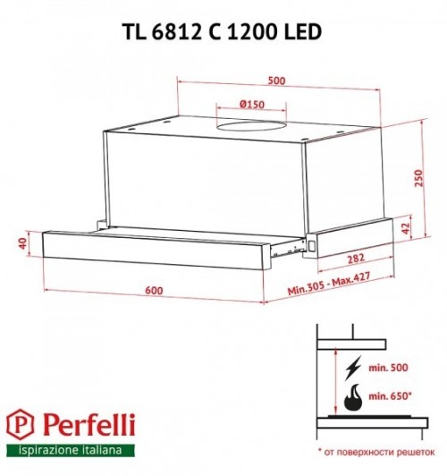 Perfelli TL 6812 C S/I 1200 LED нержавеющая сталь