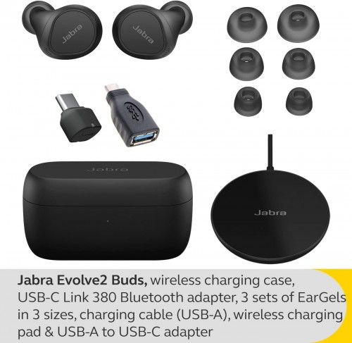 Jabra Evolve2 Buds USB-C UC + Wireless Charging Pad