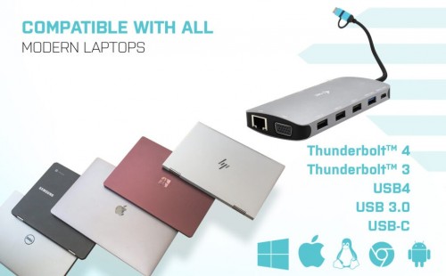 i-Tec USB 3.0 USB-C/Thunderbolt 3x Display Travel Nano Dock