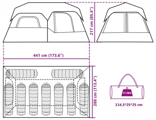 VidaXL LED 9-Person Quick