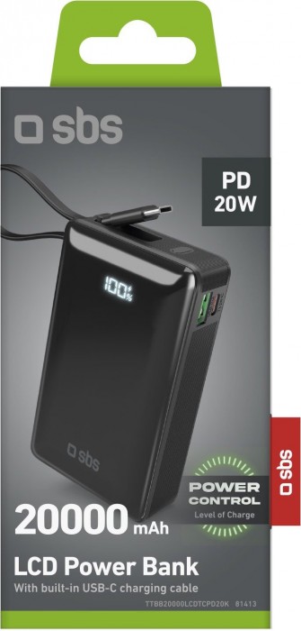 SBS Powerbank USB-C Cable 22.5W 20000