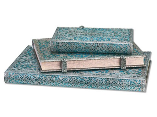 Paperblanks Silver Filigree Maya Blue