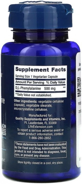 Life Extension D-L-Phenylalanine 500 mg