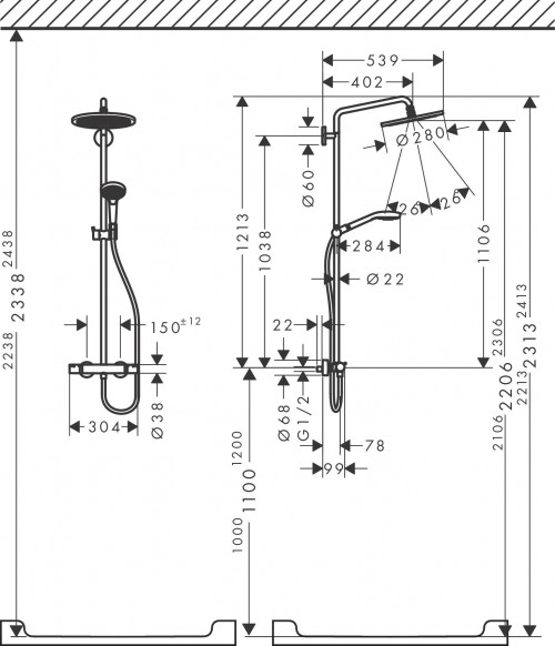 Hansgrohe Croma Select S Showerpipe 280 26890700