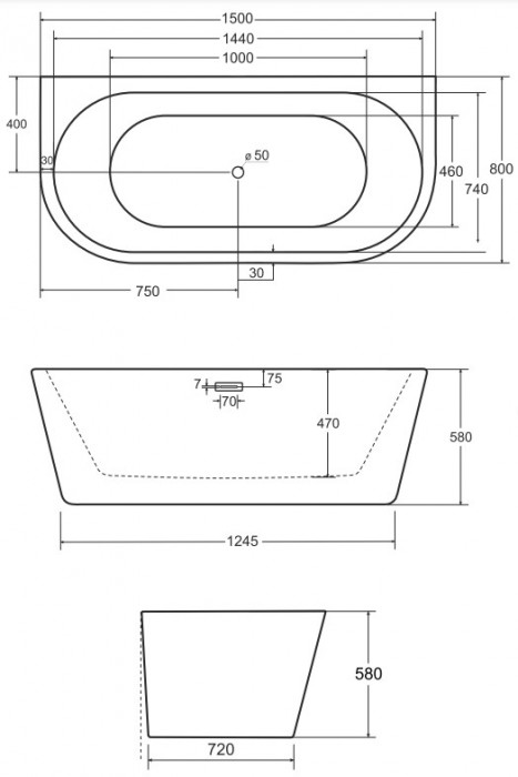 Besco Vica 150x80 WAS-150-V