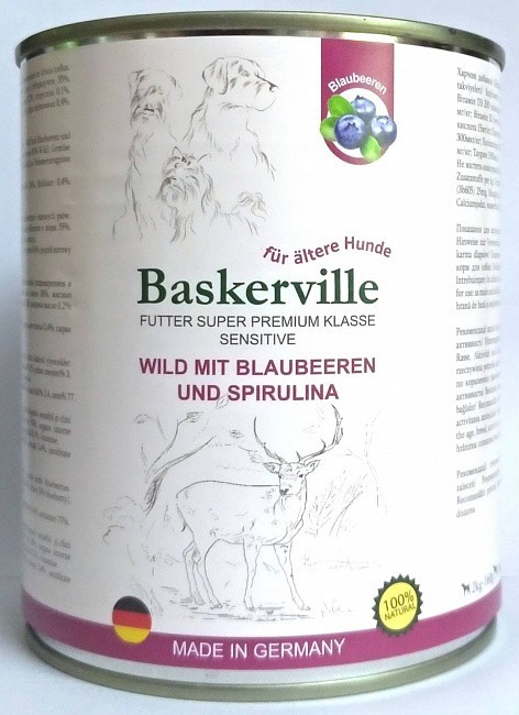 Baskerville Dog Can with Game/Blueberries/Spirulina 800 g