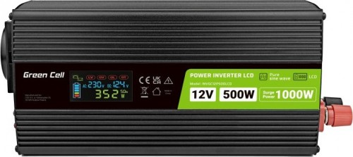 Green Cell Power Inverter LCD 12V to 500W/1000W Pure Sine