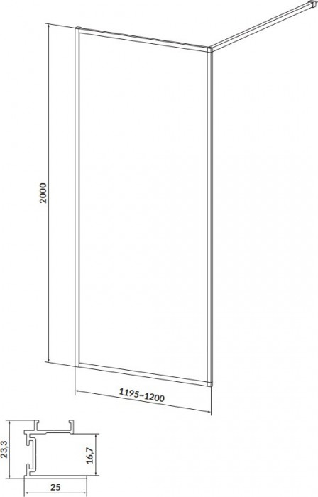 Cersanit Walk-in Larga 120x200 S932-137