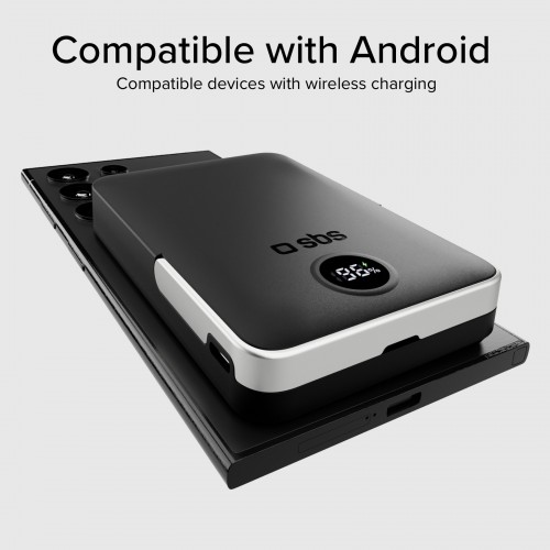 SBS Wireless Power Bank with Stand and LCD 10000