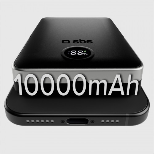 SBS Wireless Power Bank with Stand and LCD 10000