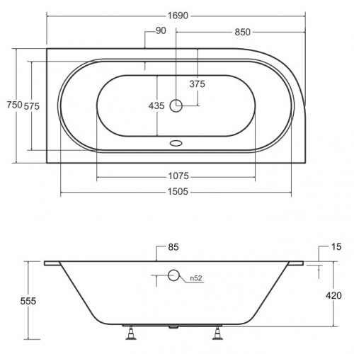 Besco Avita Slim+ 170x75 WAV-170-NPP