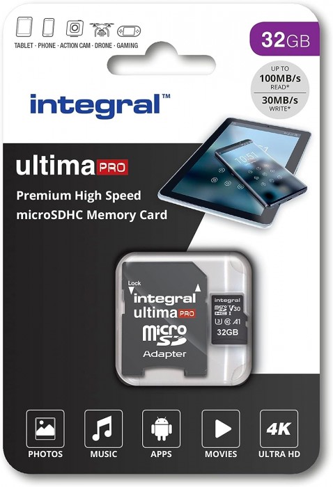 Integral Premium High Speed microSDHC V30 UHS-I U3 32Gb