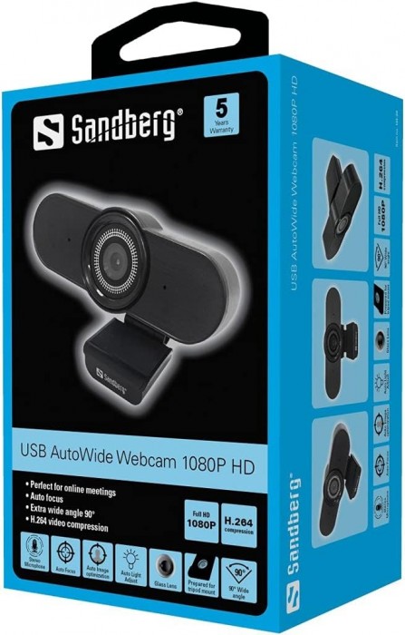 Sandberg USB AutoWide Webcam 1080P HD