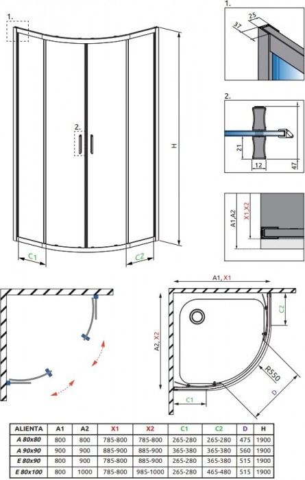 Radaway Alienta A 80x80 10228080-01-01