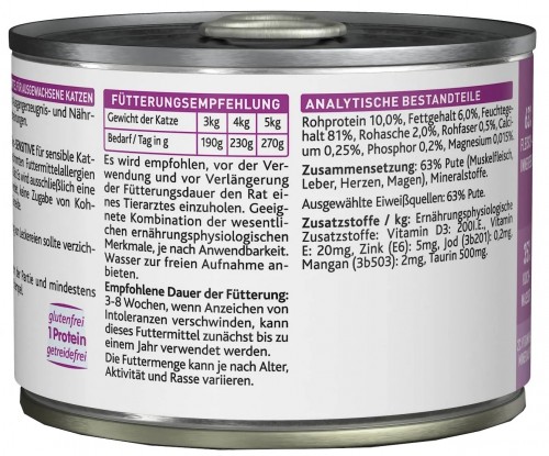 Kattovit Feline Diet Sensitive Turkey Canned 185 g