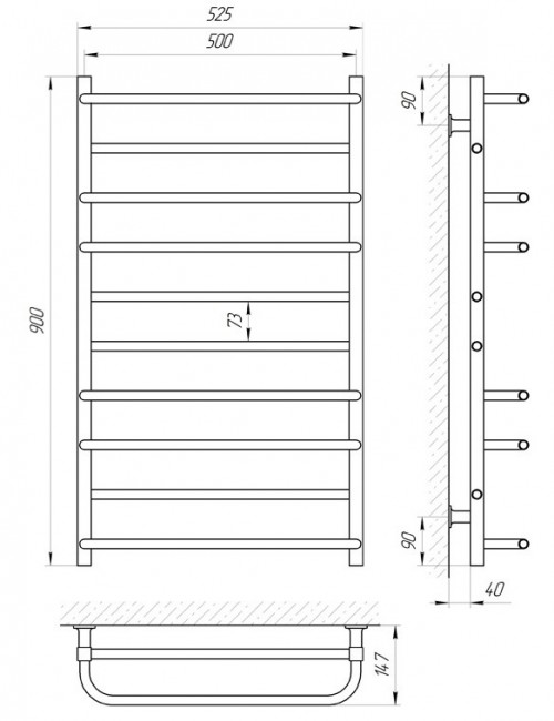 Чертеж с размерами Zebra Comfort E 525x900