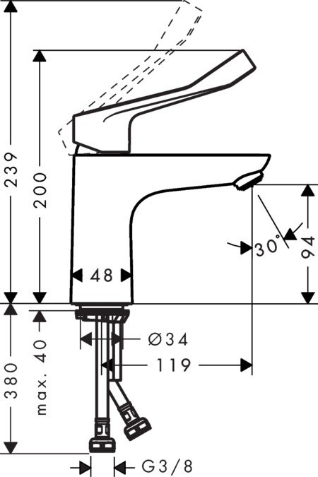 Чертеж с размерами Hansgrohe Focus 31915000