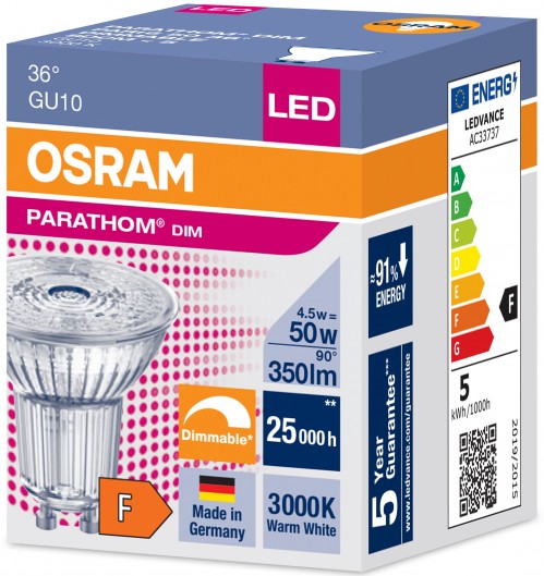 Osram PARATHOM PAR16 4.5W 3000K GU10