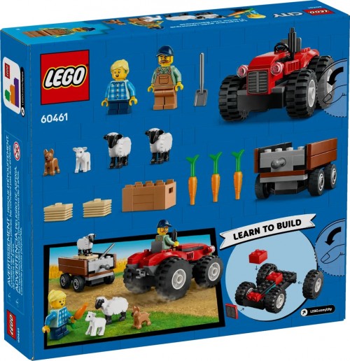 Lego Red Farm Tractor with Trailer and Sheep 60461