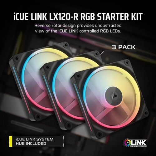 Corsair iCUE LINK LX120-R RGB PWM Reverse Black Starter Kit