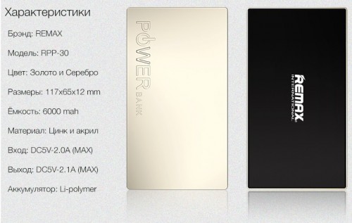Внешний аккумулятор Remax Superalloy 6000