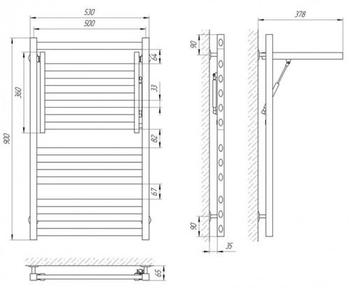 Чертеж с размерами LARIS Sirius E 530x900