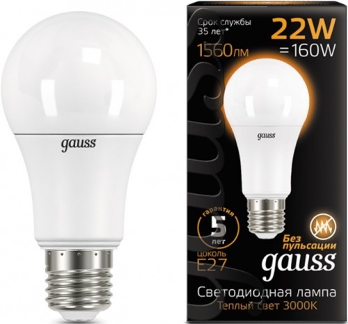 Gauss LED A70 22W 3000K E27 102502122