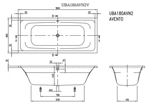 Villeroy & Boch Avento 180x80 UBA180AVN2V01