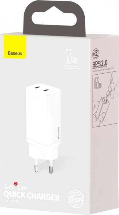 Упаковка BASEUS GaN2 Lite Quick Charger 2xC 65W