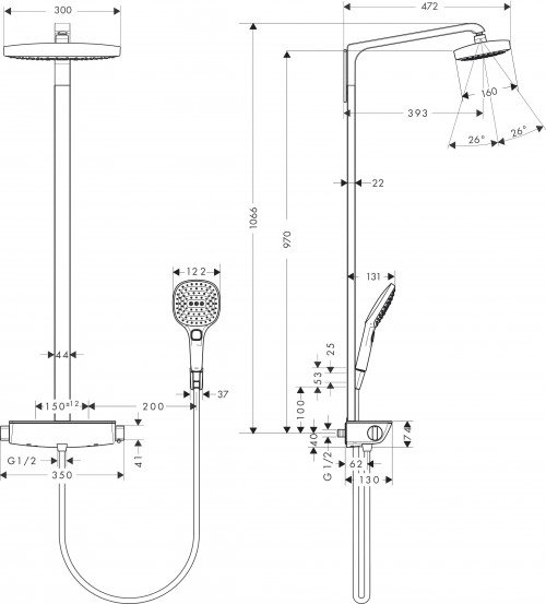 Hansgrohe Raindance Select E Showerpipe 300 EcoSmart 2728200