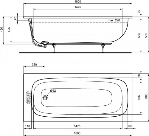 Ideal Standard i.life 180x80 T476201