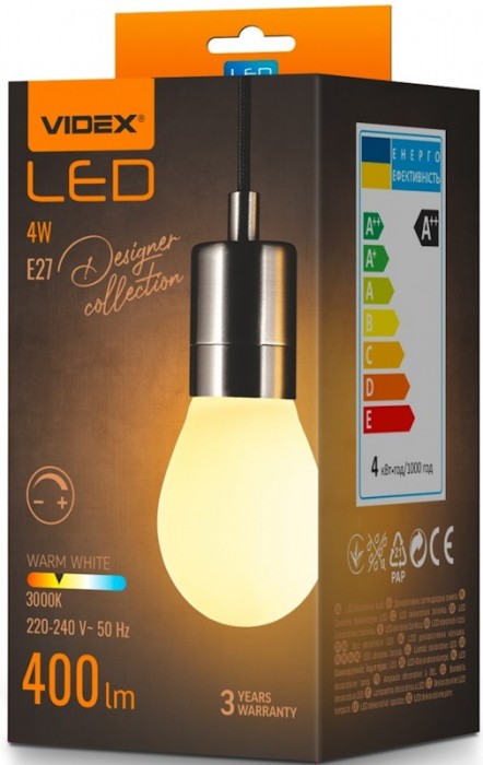 Videx Filament DG45MO Dimmable 4W 3000K E27