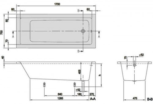 Villeroy & Boch Targa Plus Mono 170x75 UBA177NES2V01