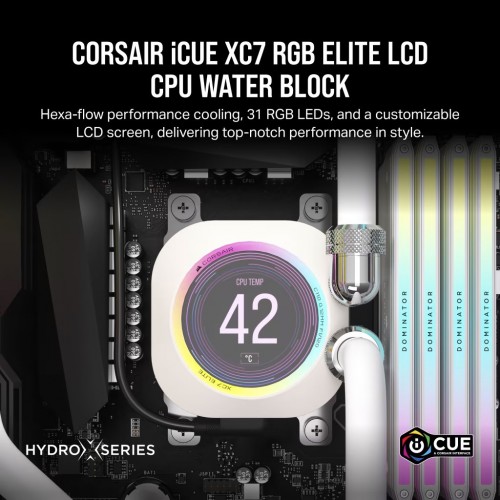 Corsair iCUE XC7 RGB ELITE LCD CPU Water Block White