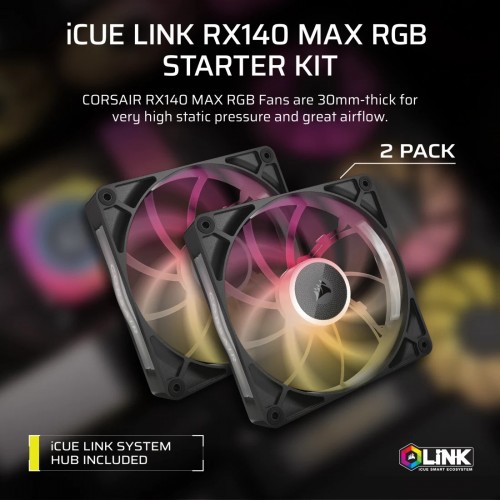 Corsair iCUE LINK RX140 MAX RGB PWM Dual Pack Black