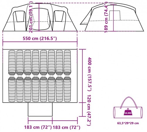 VidaXL Tunneltent 16 WP
