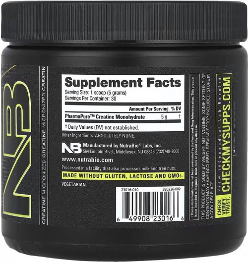 NutraBio Creatine Monohydrate