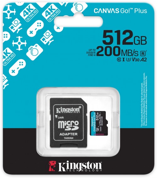 Kingston microSDXC Canvas Go! Plus Gen4 512Gb + Adapter
