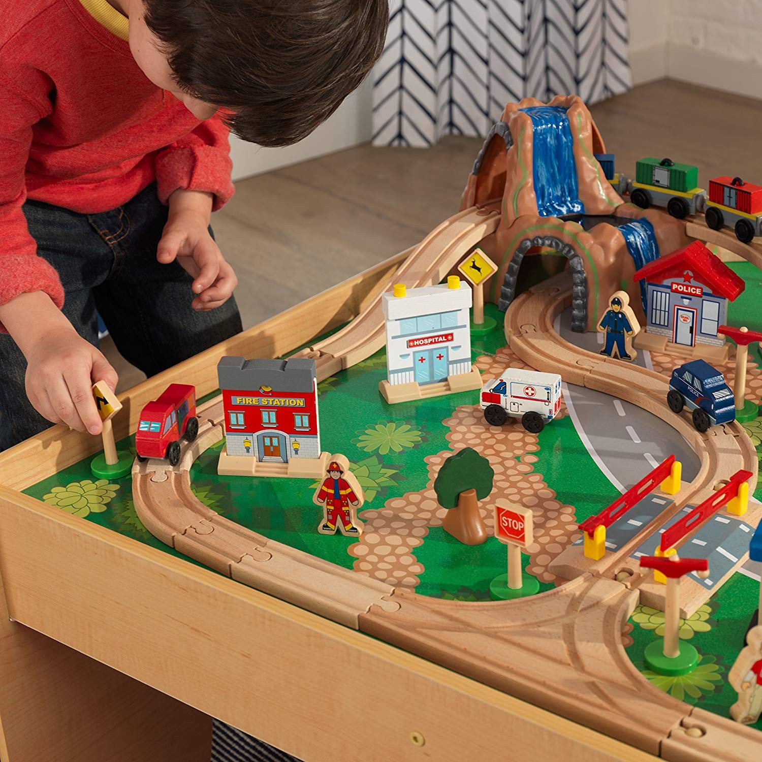 kidkraft waterfall mountain train table