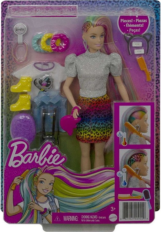 leopard rainbow hair barbie