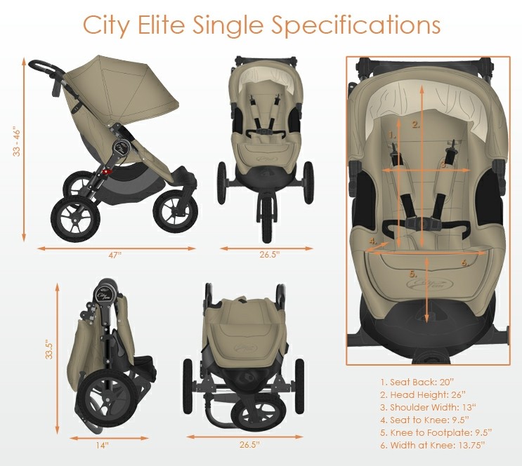 baby jogger city elite dimensions