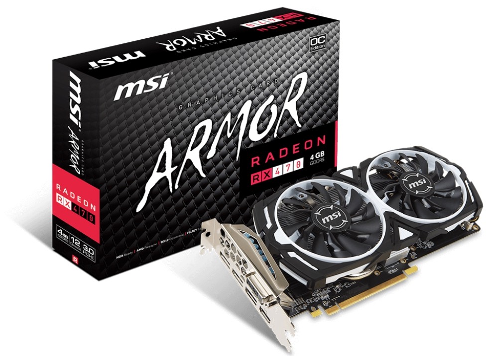 Видеокарта MSI RX 470 ARMOR 4G OC