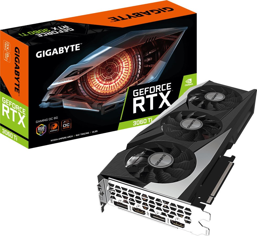Видеокарта Gigabyte GeForce RTX 3060 Ti GAMING OC LHR 8G (GV-N306TGAMING OC-8GD 2.0 LHR)