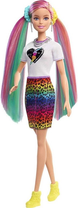 leopard rainbow hair barbie