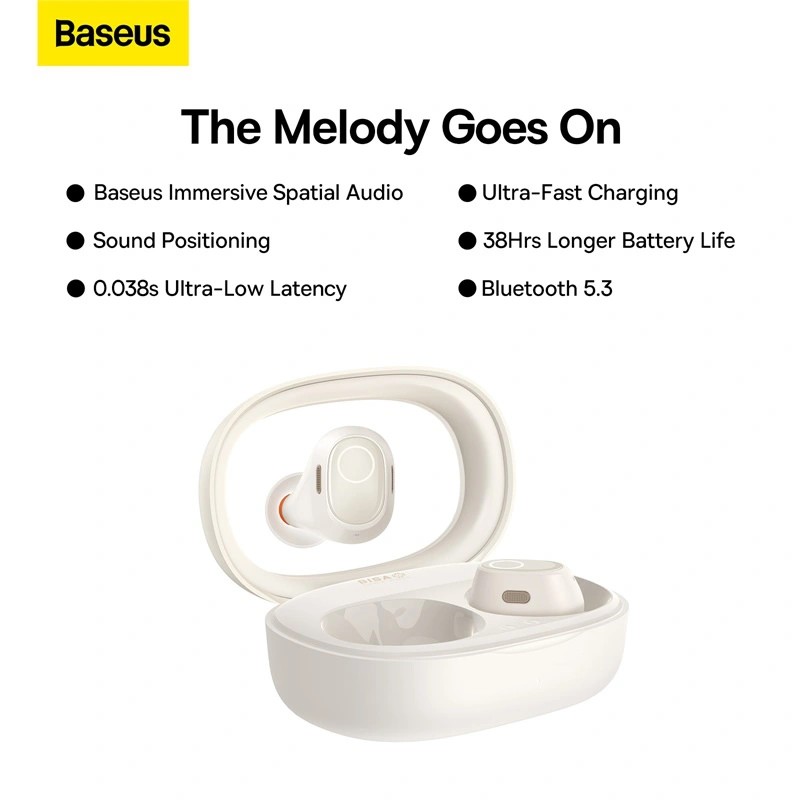 Baseus Wireless Earbuds, 140H Playback -48dB Active Noise Cancelling  Bluetooth 5.3 Earbuds with IPX6 Waterproof 4 ENC Mics 0.038s Low Latency  Fast