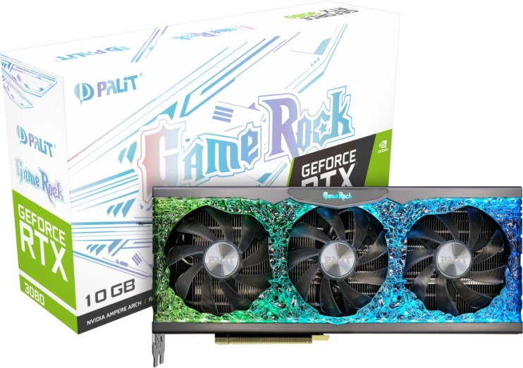 Видеокарта Palit GeForce RTX 3080 GameRock V1 LHR (NED3080U19IA-1020G LHR)